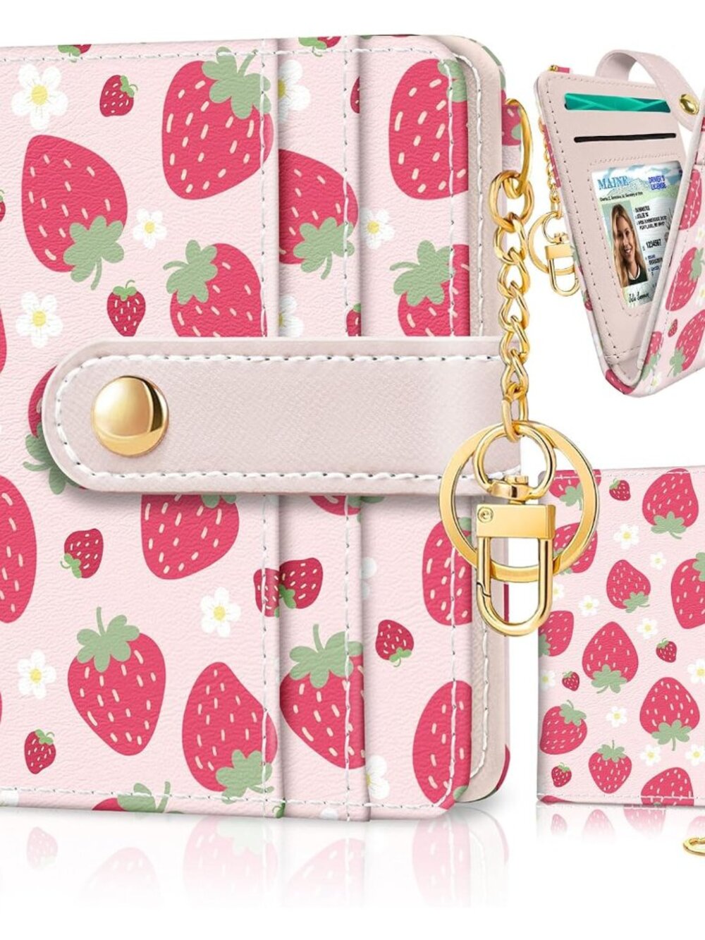 Strawberry Rfid Girls Teen Women Wallet, Small Credit Card Holder